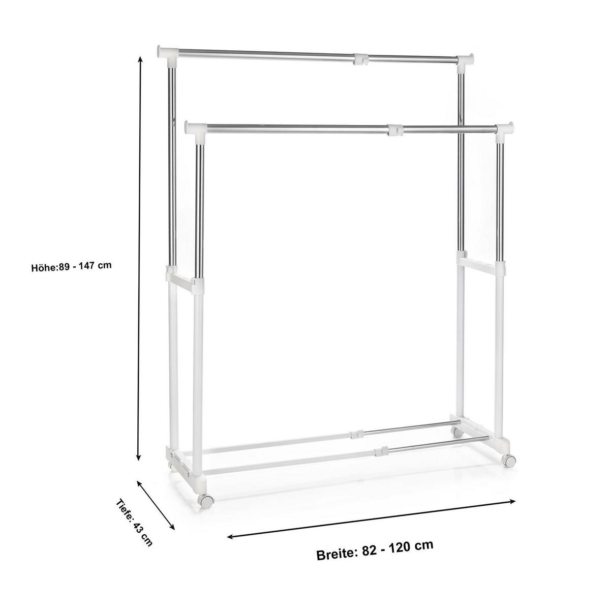 GARDEROBENWAGEN CASA weiß - Weiß, Metall (82/89/43cm) - CARO-Möbel