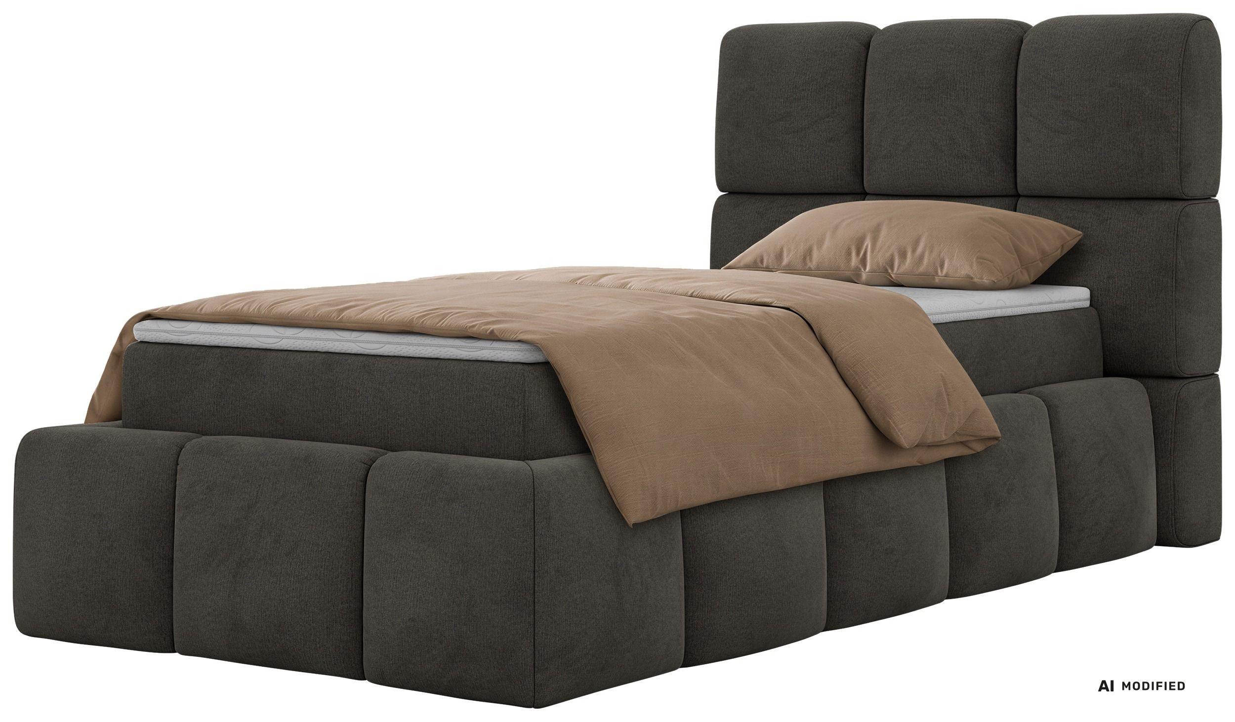 BOXBETT NIRA 90/200 - Dunkelgrau Velvet - Topper Visco - H4 - Dunkelgrau/Anthrazit, Kunststoff/Textil (200/90cm) - MKS