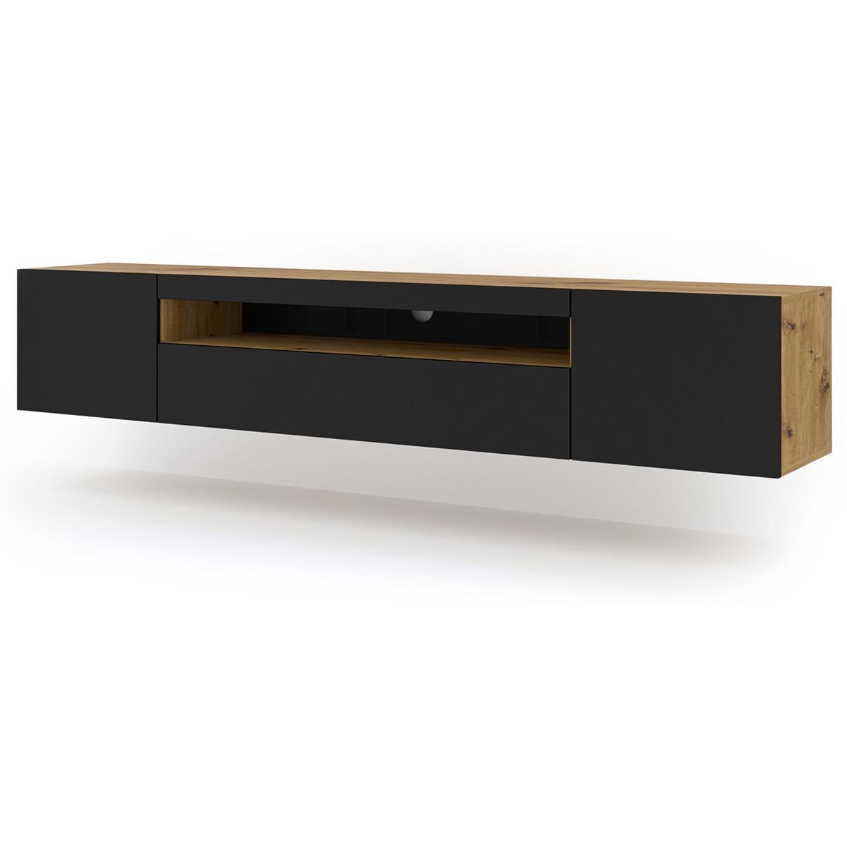 TV-MÖBEL Aurus Holz und Schwarz - Schwarz, Holzwerkstoff (200/36/37cm) - Petits-meubles