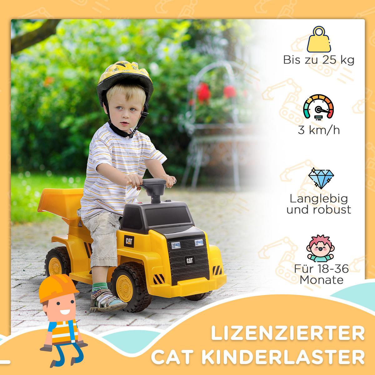 ELEKTRO Kindertraktor, Spielfahrzeug mit Scheinwerfer, Hupe für Kinder 1,5 bis 3 - Gelb, Metall (74.5/36/43.5cm) - HOMCOM