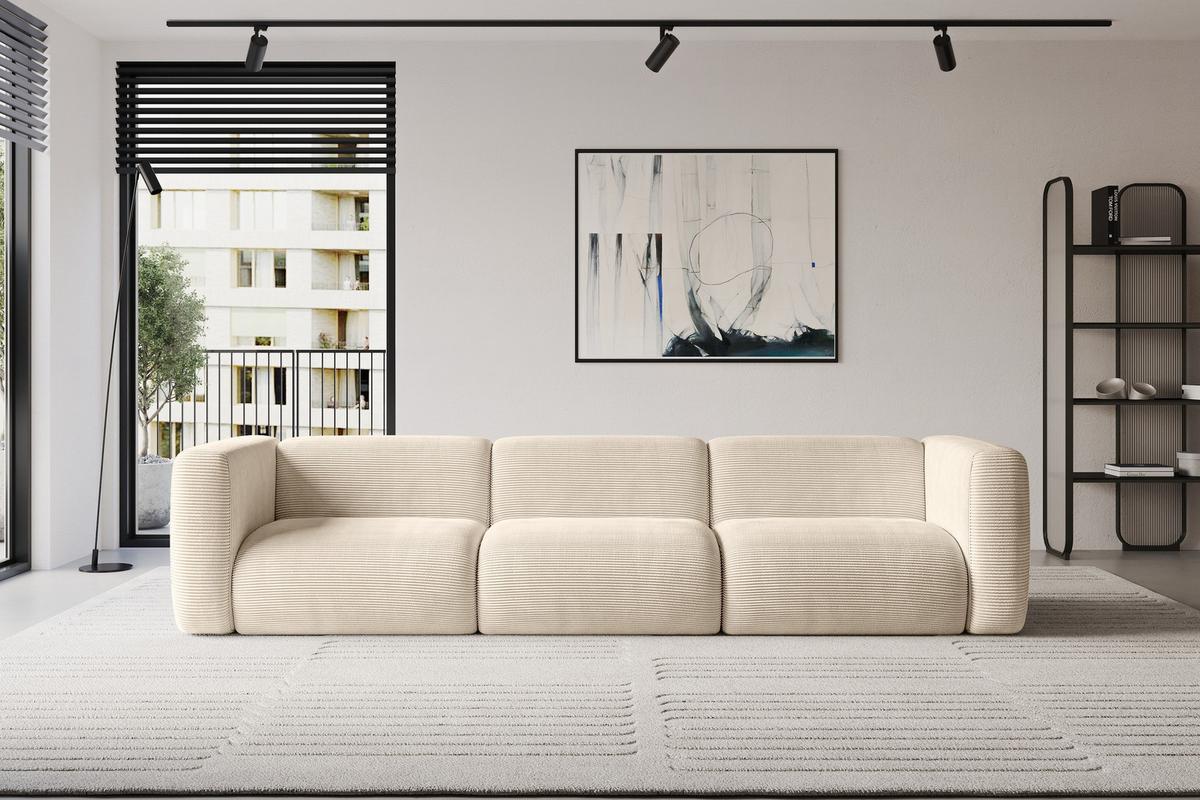 MODULARES Sofa 3-SITZER MIRA-S2 319x89x70 Beige cm Cord - Sandfarben/Beige, Holzwerkstoff/Kunststoff (319/70/89cm) - ALTDECOR