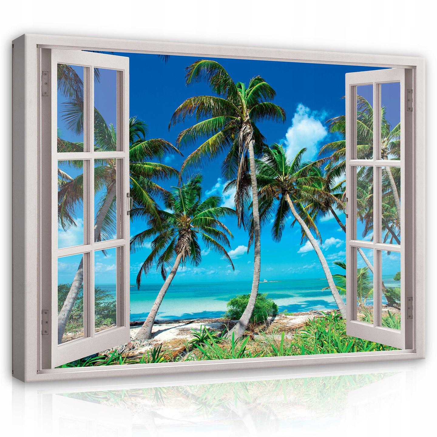 BILDER auf Leinwand Strand Meer Palmen Modern 120x80 - Multicolor, Holzwerkstoff (120/80cm) - Wallarena