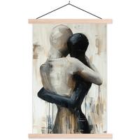 POSTER MIT MAGNETLEISTEN Abstrakt - Liebe - Schwarz und weiß - Modern Deko Wohnzimmer 40x60 cm - Schwarz, Textil (40/60/0.15cm) - MuchoWow