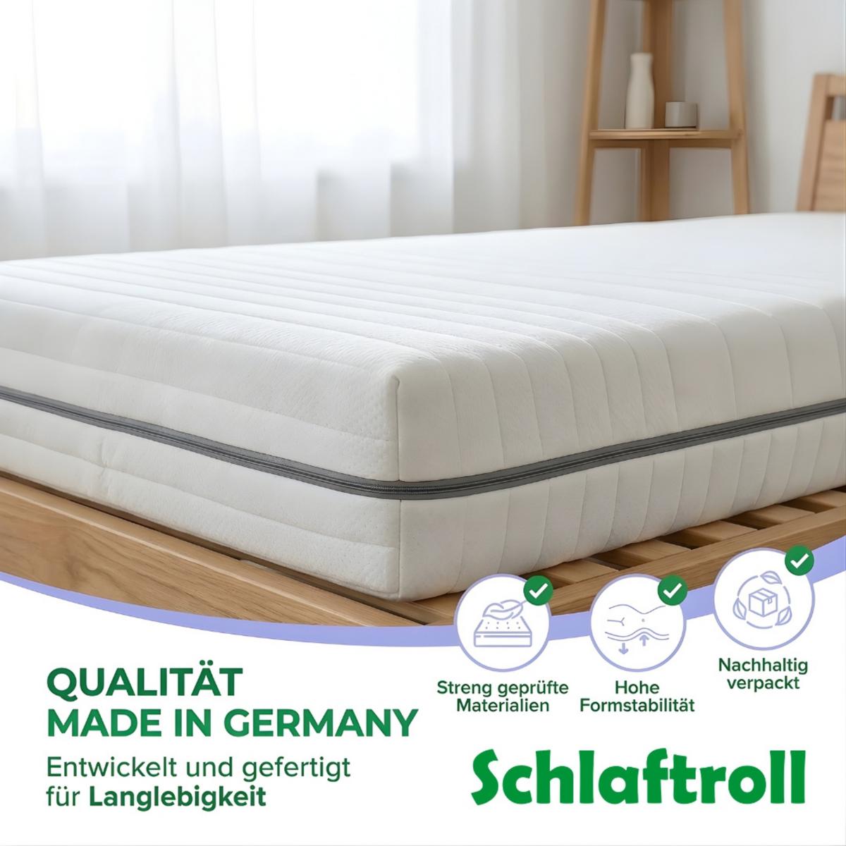KALTSCHAUMMATRATZE 90x200 cm 25 cm hoch 7 Zonen H2 H3 ergonomisch orthopaedisch atmungsaktiv - Weiß, Textil (90/200cm) - Schlaftroll