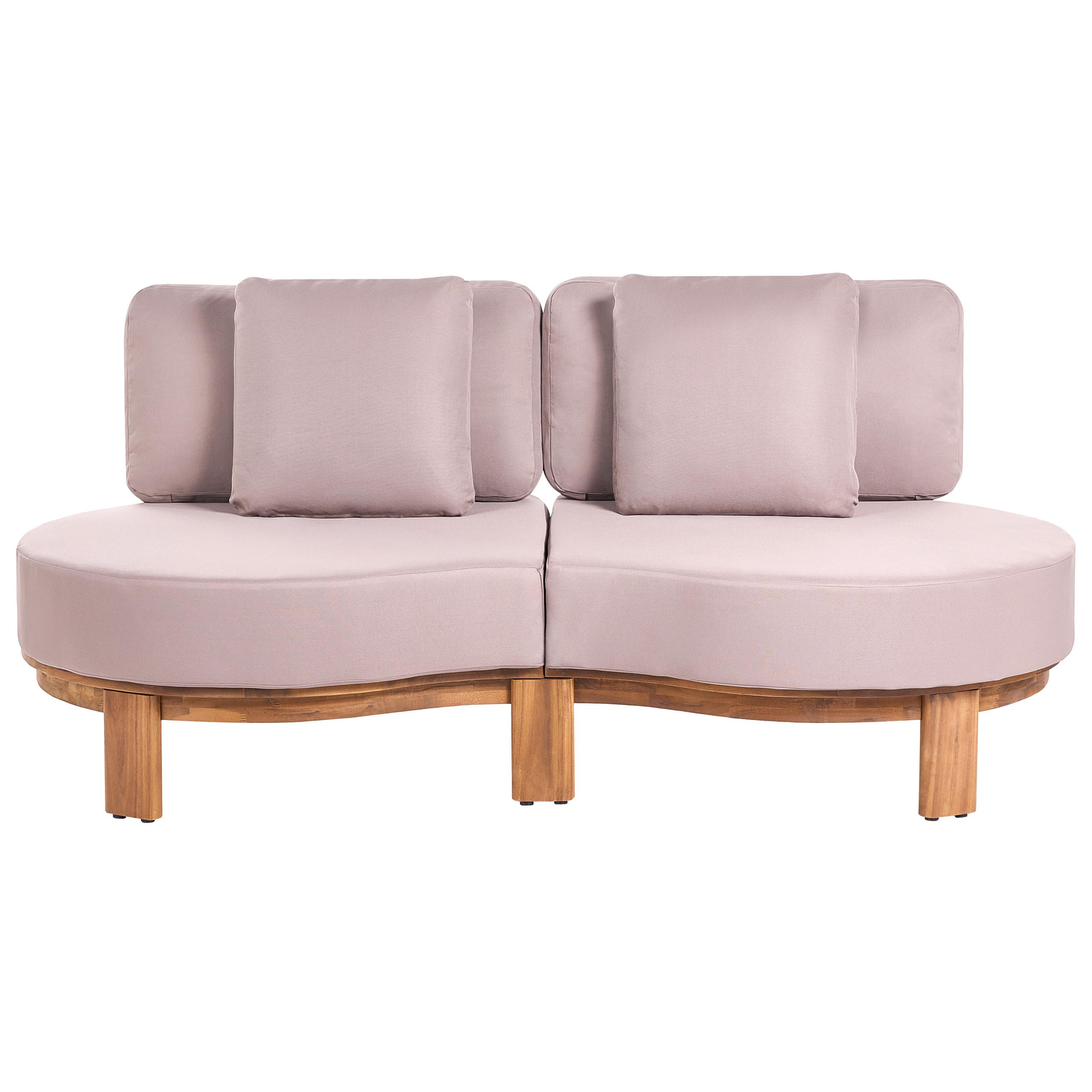 GARTENSOFA 2-Sitzer Akazienholz Hellbraun Arzello - Hellbraun/Beige, Holz (190/80/75cm) - Beliani