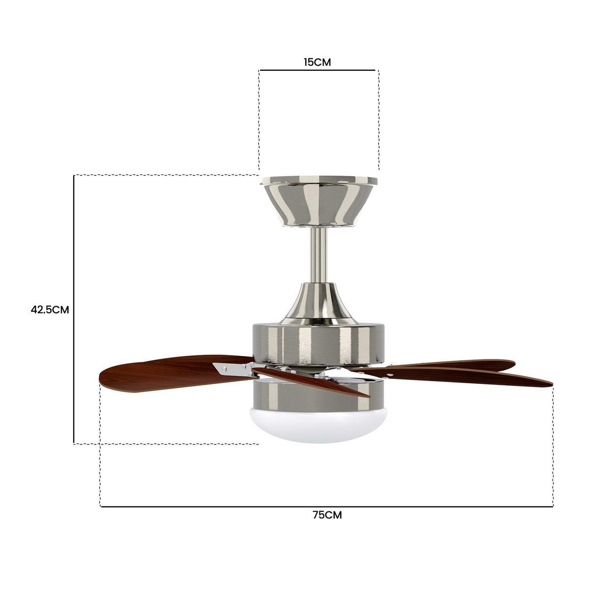 DECKENVENTILATOR Emmendingen II 75/75/43cm - Silberfarben, Metall (75/75/43cm) - Nettlife