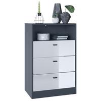 KOMMODE Pino Fronten in Weiß Hochglanz - Weiß Hochglanz, Holzwerkstoff (56/86.5/36cm) - Vladon
