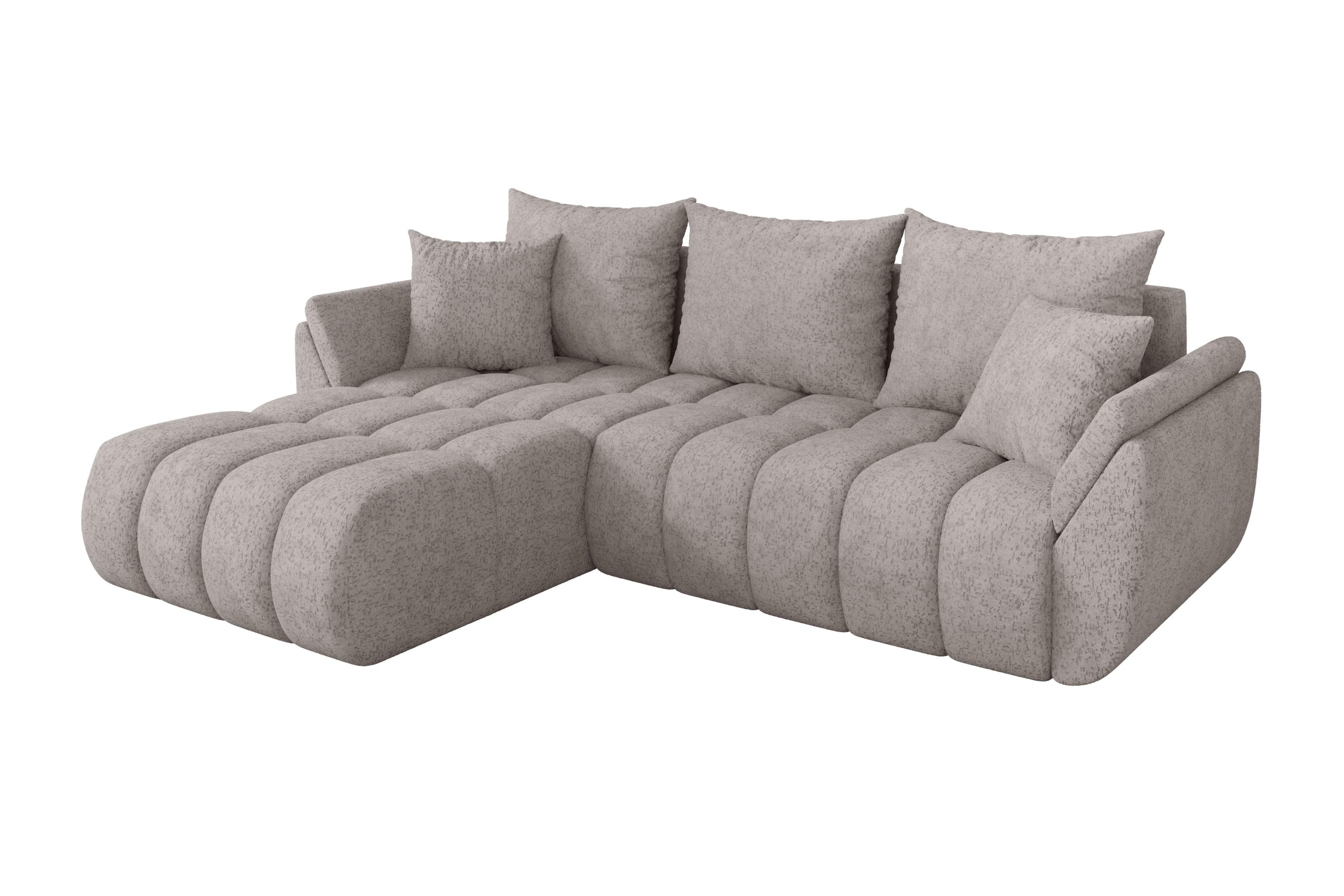 ECKSOFA mit Schlaffunktion Ottomane Links TOKO-L-v1 277x194x86 Hellgrau Velours - Hellgrau/Schwarz, Holzwerkstoff/Kunststoff (277/194cm) - ALTDECOR