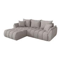 ECKSOFA mit Schlaffunktion Ottomane Links TOKO-L-v1 277x194x86 Hellgrau Velours - Hellgrau/Schwarz, Holzwerkstoff/Kunststoff (277/194cm) - ALTDECOR