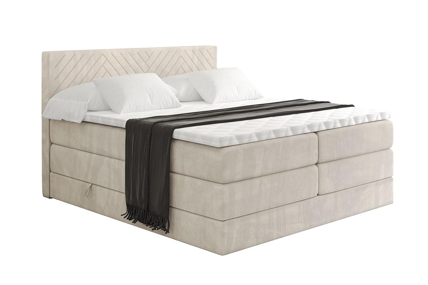BOXSPRINGBETT mit Matratze H3|H4 und Lattenrost - VEXA KING-120x200 - Beige Casablanca - Beige, Holzwerkstoff (120/200cm) - ALTDECOR