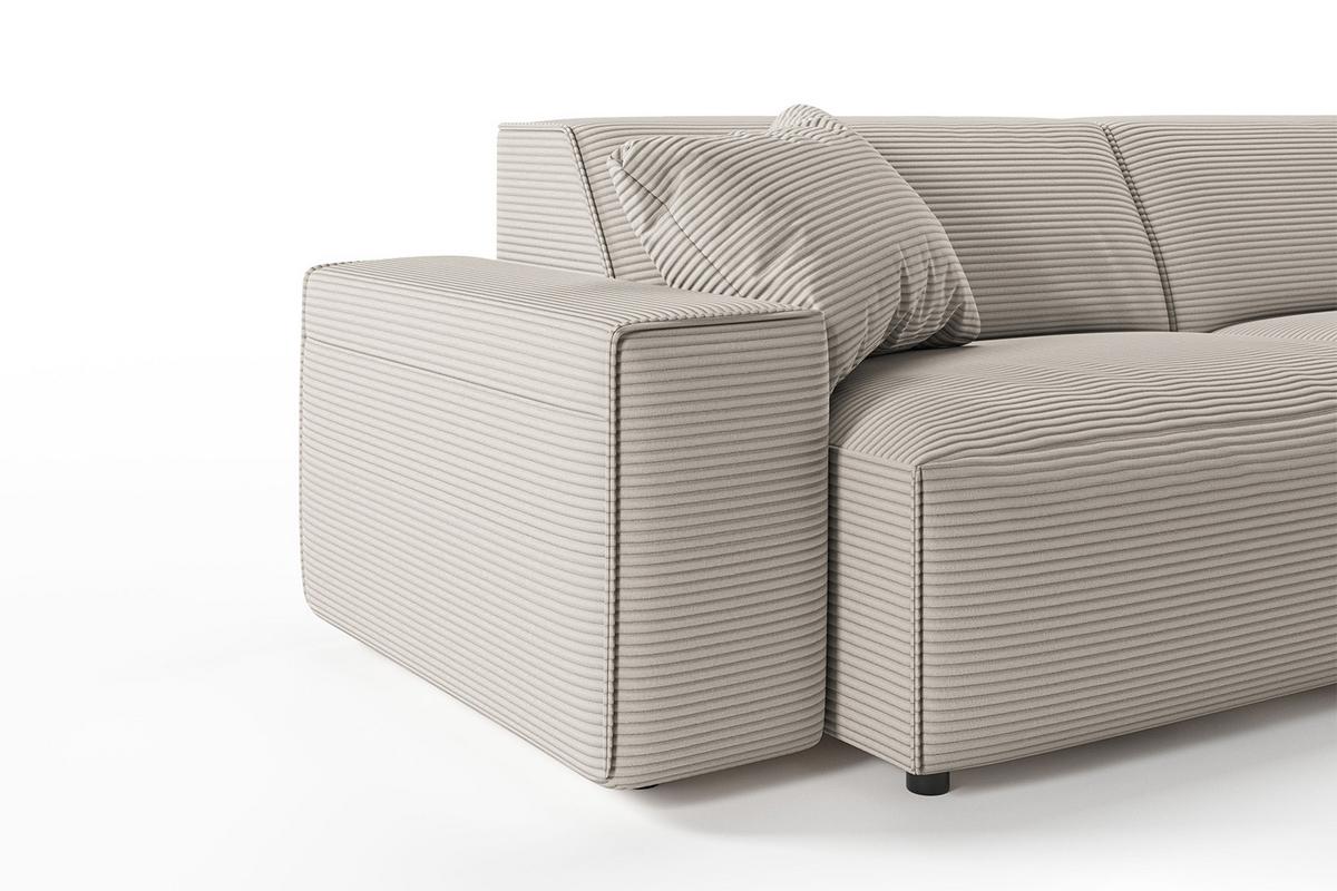 SOFA RANI Steingrau Cord - Schwarz/Grau, Kunststoff/Textil (256/71/101cm) - KAWOLA