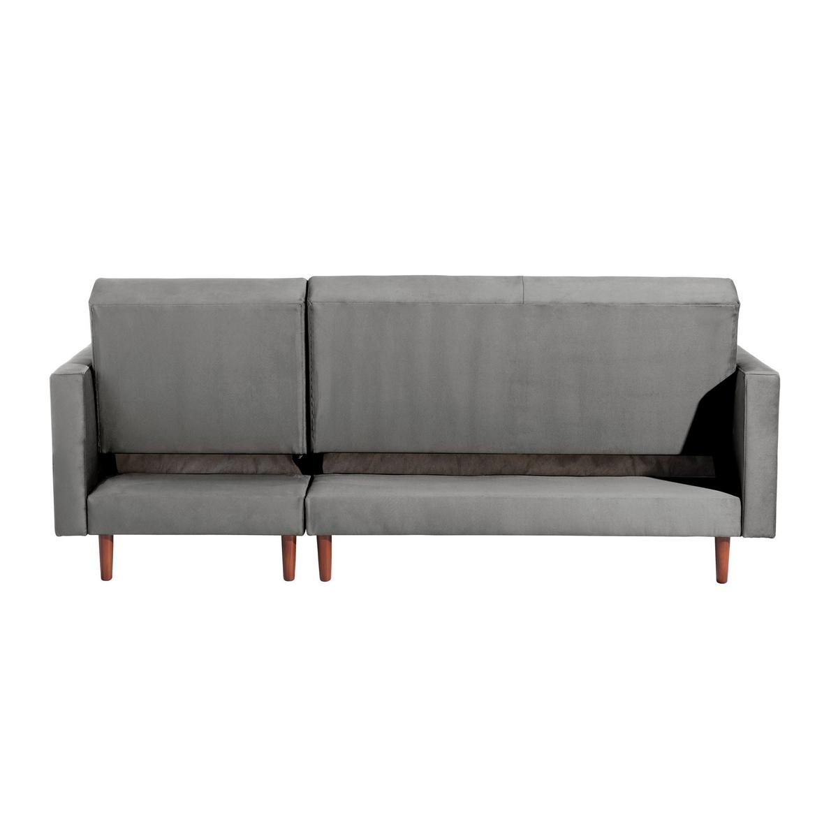 FUNKTIONSSOFA mit Hocker Katunia Samtvelours grau - Grau, Kunststoff (222/92/144cm) - 58aufmkessel