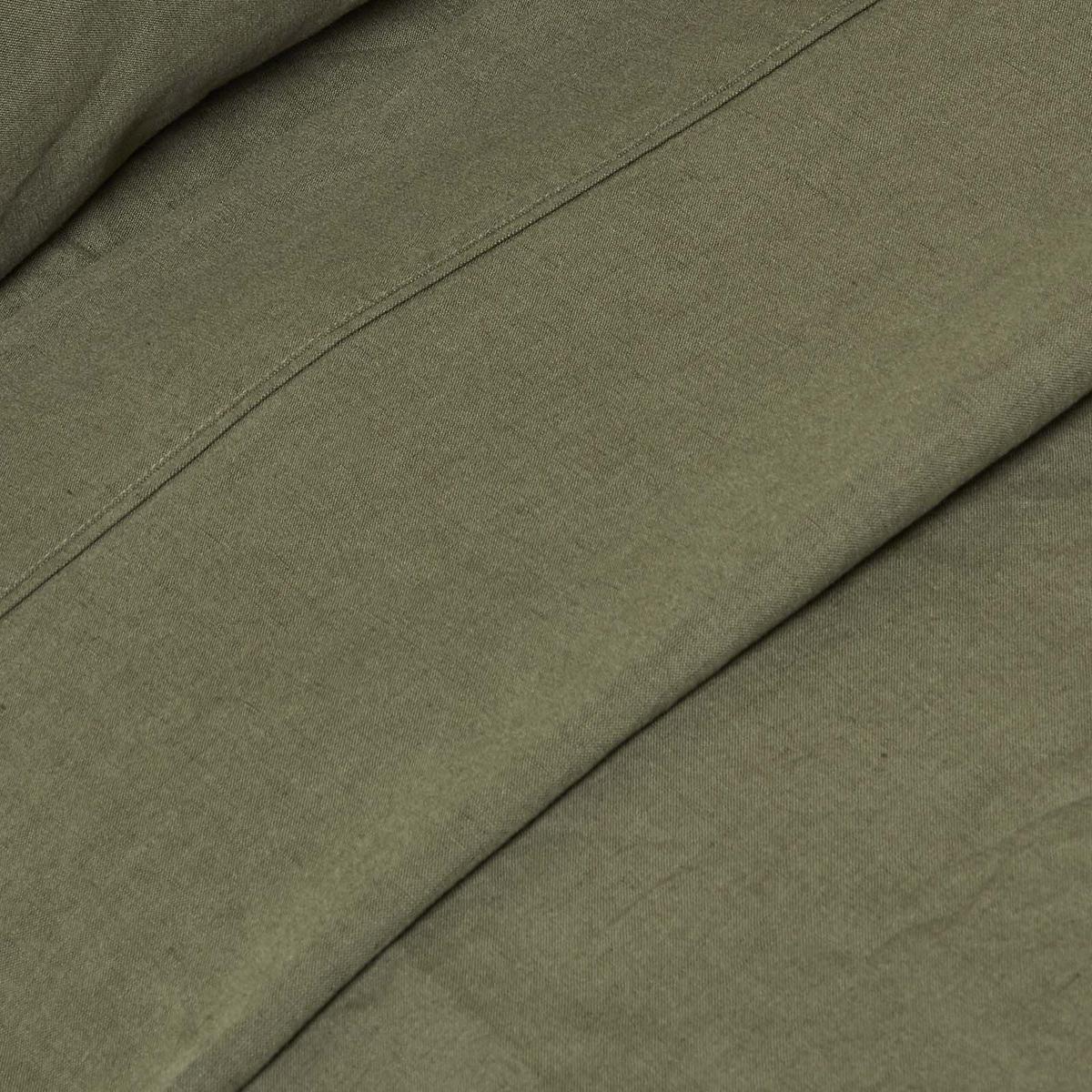 LEINEN-BETTLAKEN ohne Gummizug aus 60% Leinen & 40% Baumwolle - Olivgrün, Textil (240/275cm) - Homescapes