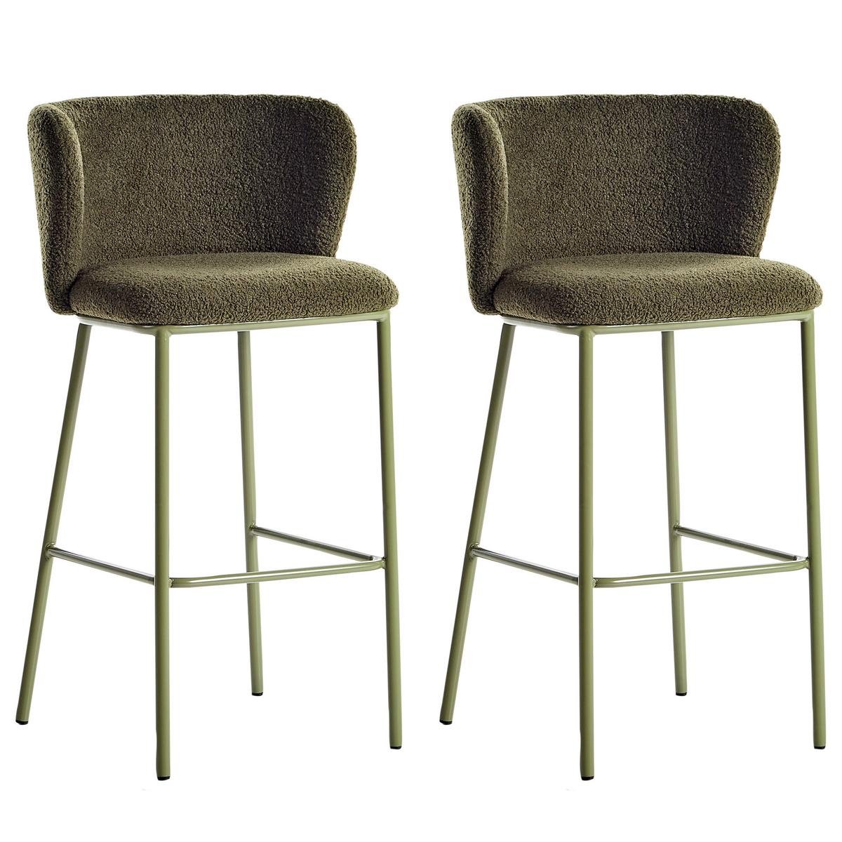 BARSTUHL 2er-Set Grün Mina II - Grün, Textil (52/98/46cm) - Beliani