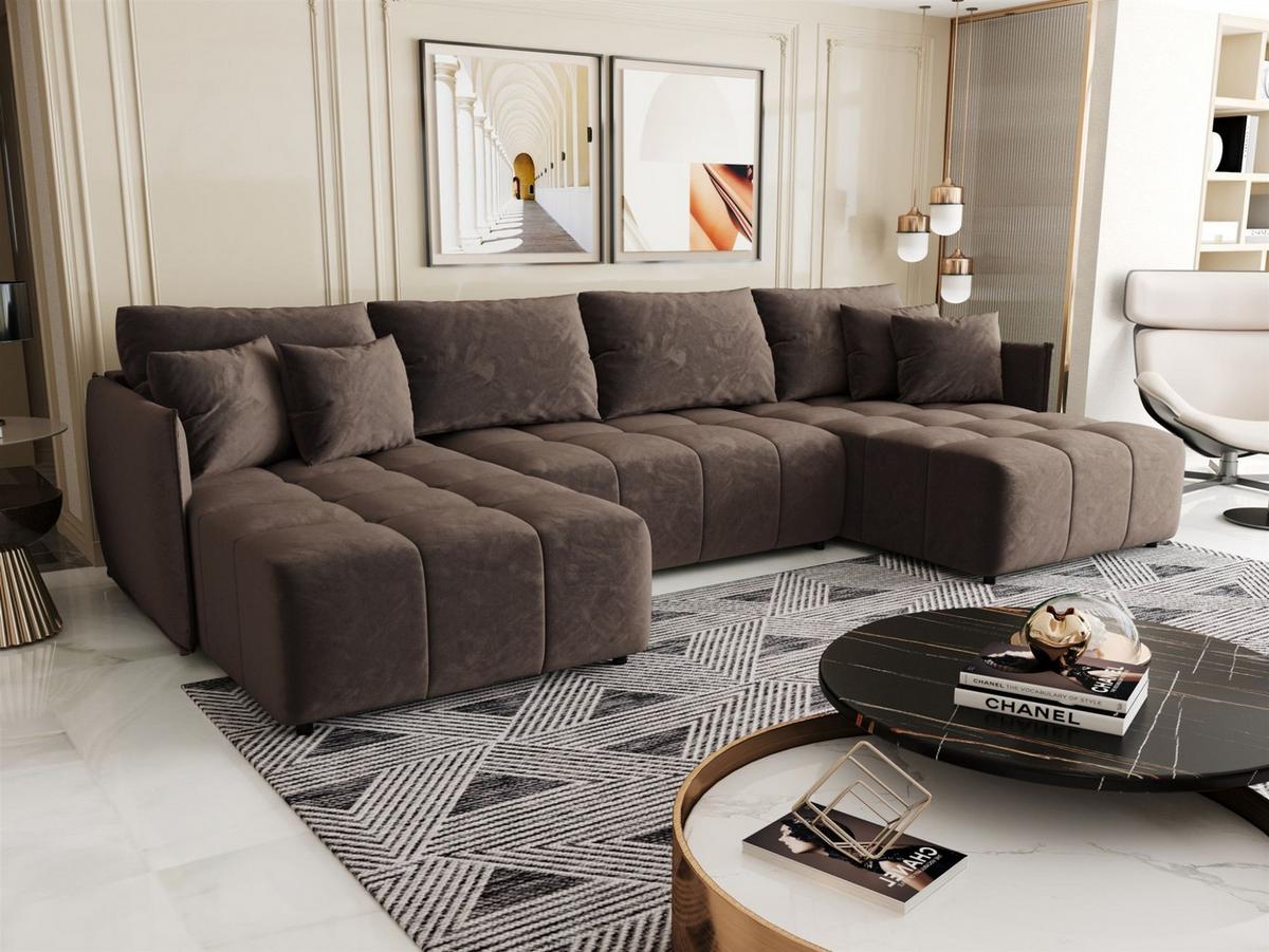 WOHNLANDSCHAFT Treviso - Braun, Holzwerkstoff/Textil (342/88/185cm) - Fun Möbel