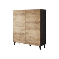 HIGHBOARD Phuket 120 - Schwarz/Braun, Holzwerkstoff/Kunststoff (120/130/39cm) - MIRJAN24
