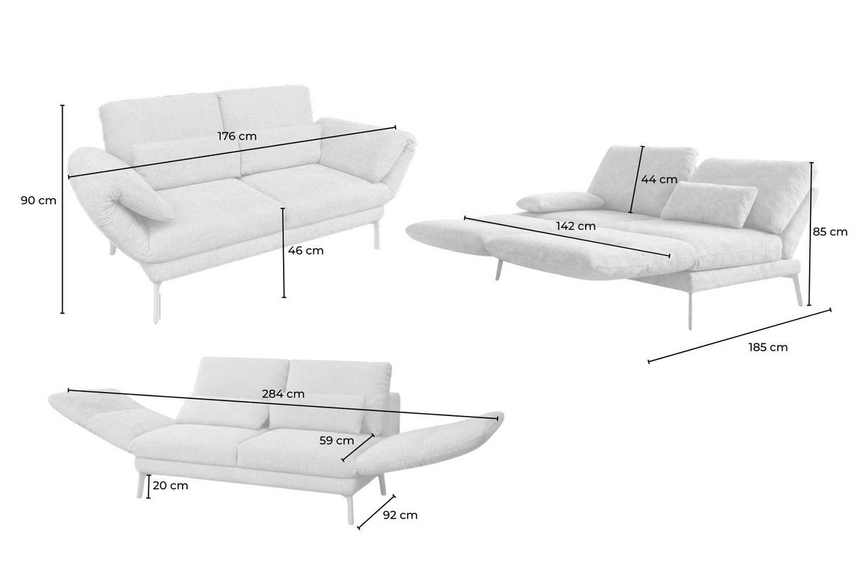 SOFA HOLLY Gelb Flachgewebe - Gelb/Braun, Textil/Metall (176/90/92cm) - KAWOLA