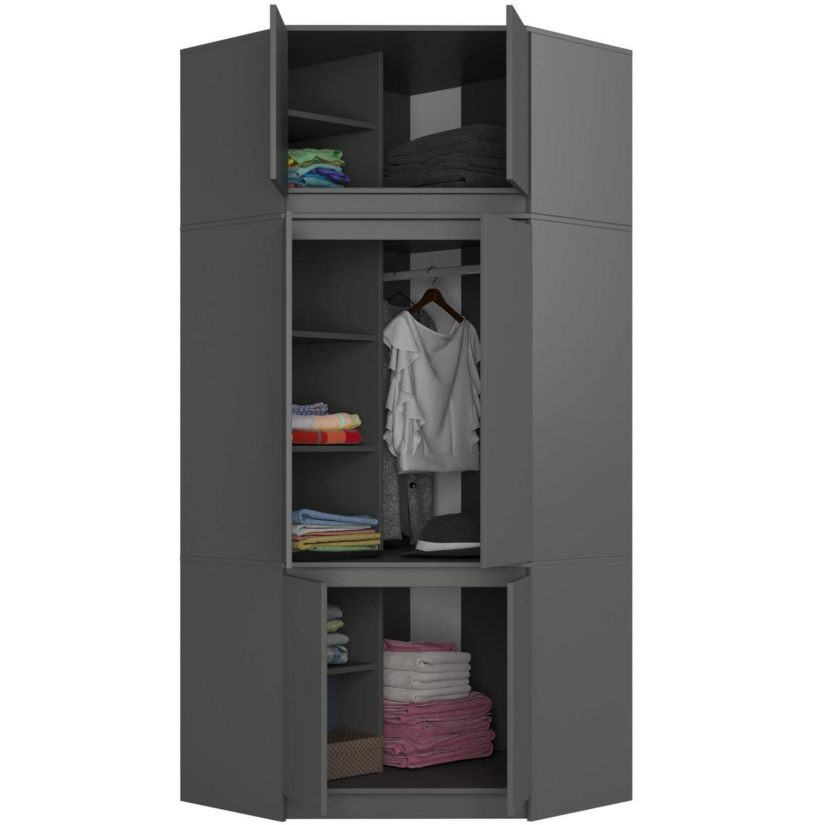 KLEIDERSCHRANK Graphit Grau 235/100/50 - Graphitfarben, Holzwerkstoff (100/235/50cm) - RAUMHIRSCH FURNITURE