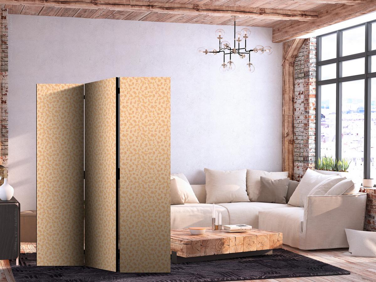 PARAVENT Einseitig Bedruckter 3-tlg 135x172 cm Punkte Muster - Orange, Holz/Textil (135/172/3cm) - Muralo