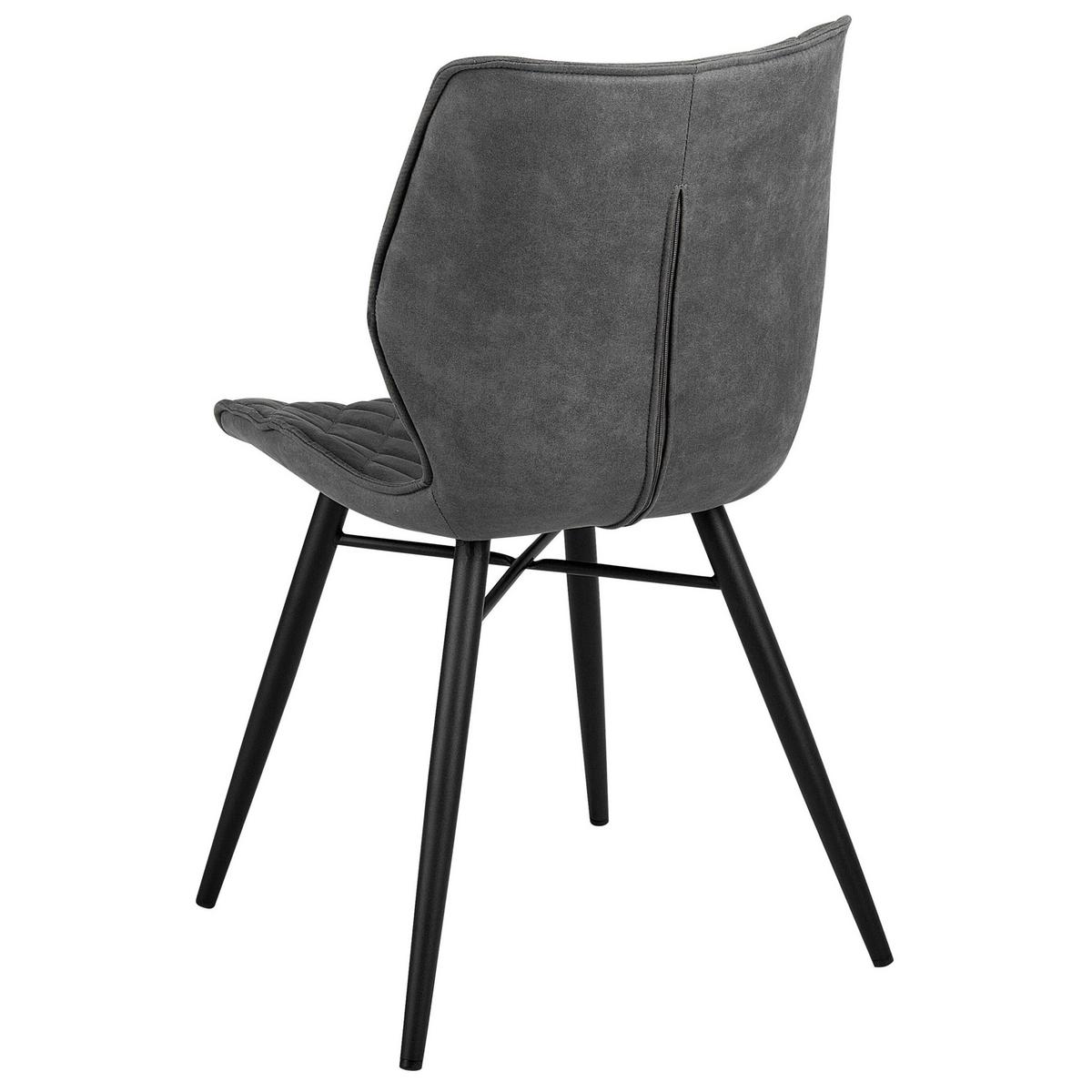 ESSZIMMERSTUHL 2er-Set Polsterbezug Grau Lisle - Grau, Textil/Metall (44/86/56cm) - Beliani
