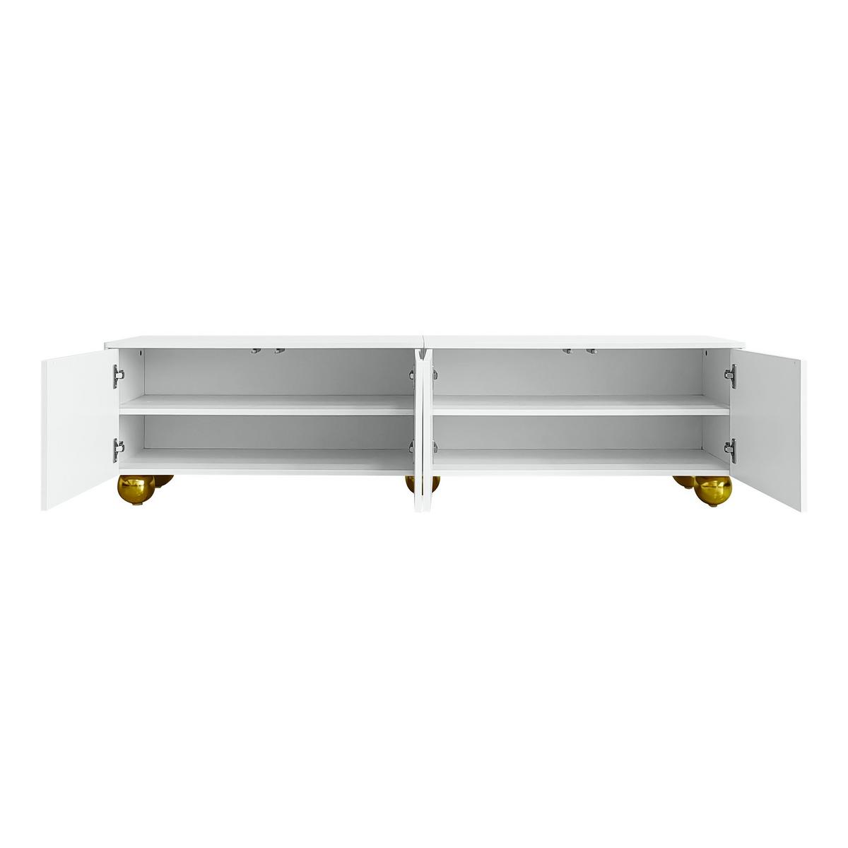 TV-LOWBOARD Weiß & Gold 170 cm mit Push-to-Open & Bogendesign - Weiß, Holzwerkstoff (170/44/38cm) - Urban Meuble