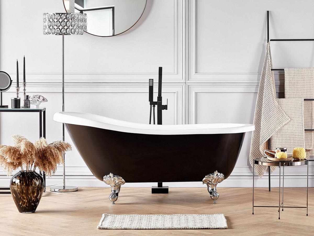 BADEWANNE FREISTEHEND 76x170x76 cm schwarz Cayman - Schwarz, Kunststoff (76/78/170cm) - Beliani
