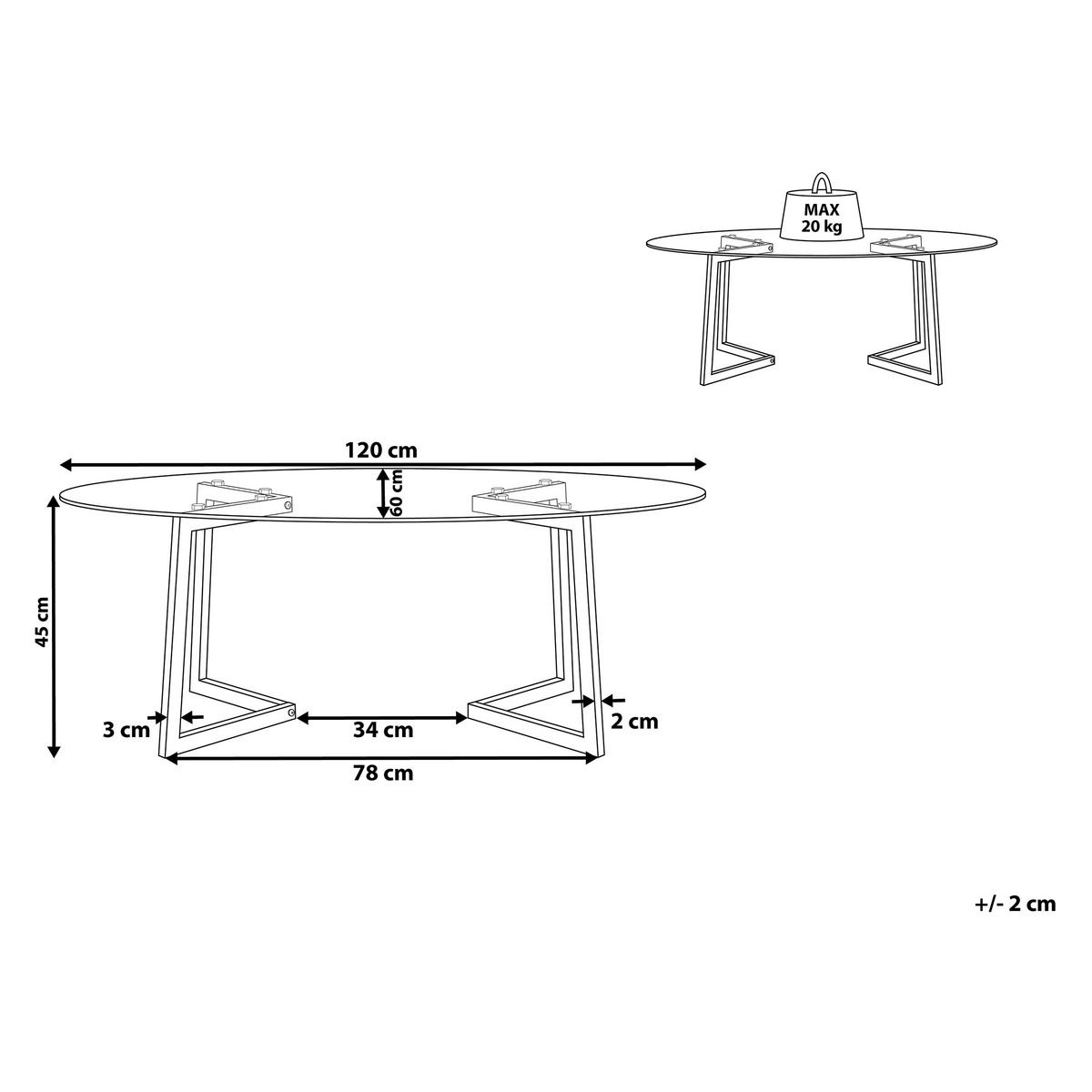 COUCHTISCH Glas Silber oval Fresno - Transparent/Silberfarben, Glas (60/120/45cm) - Beliani