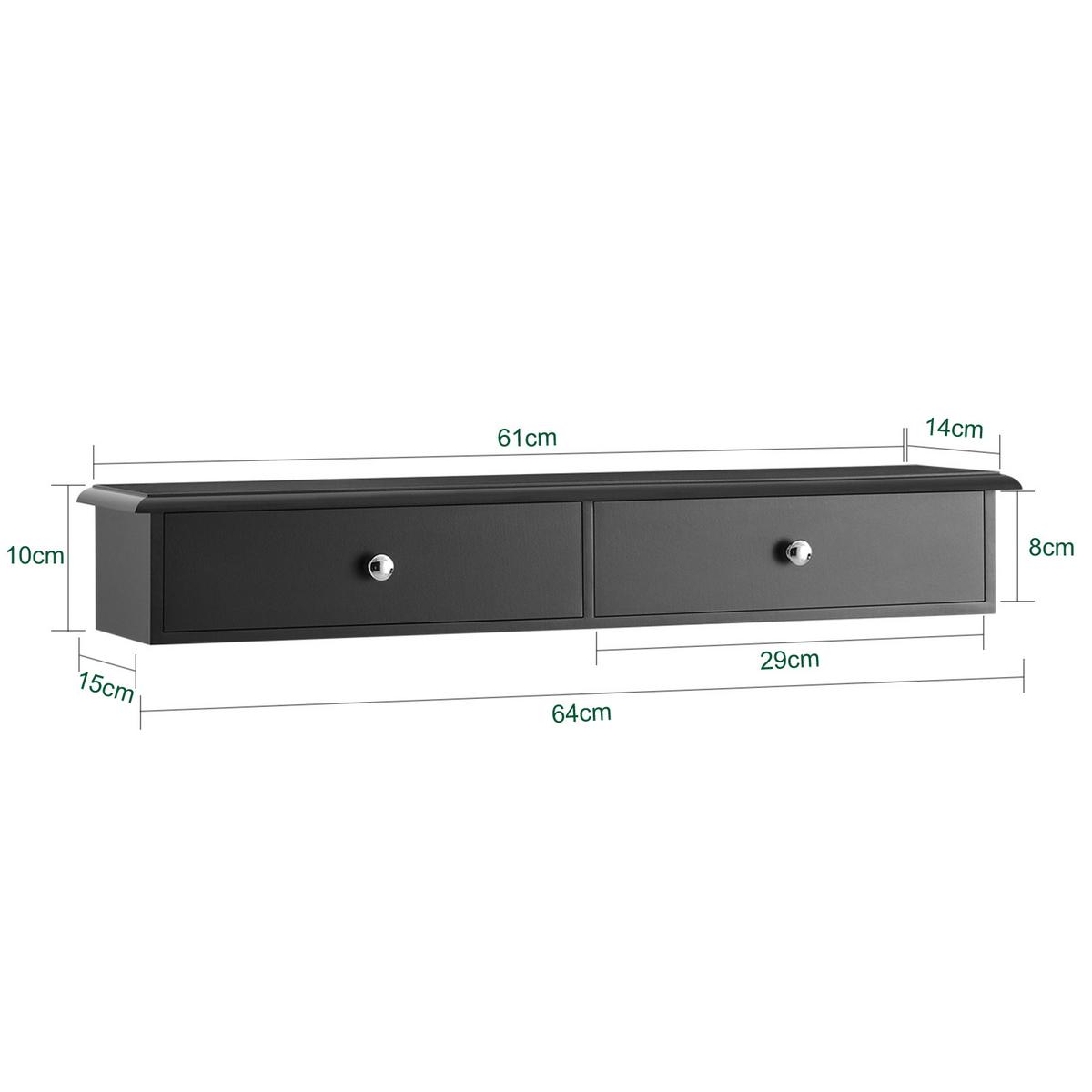 WANDREGAL Schwarz - Schwarz, Holzwerkstoff (64/10/15cm) - SoBuy