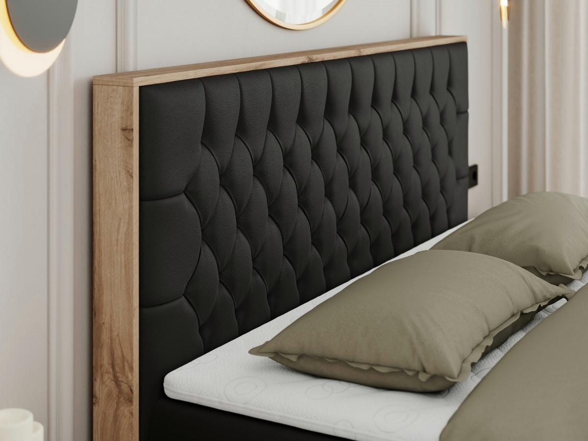 BOXBETT AMORE 160/200 Schwarz Velvet - H4 - Schwarz, Holz/Textil (160/200cm) - MKS