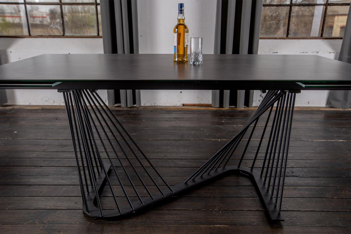 AUSZIEHTISCH ELOISE Schwarz Metall, Glas - Schwarz, Metall (90/180/76cm) - KAWOLA