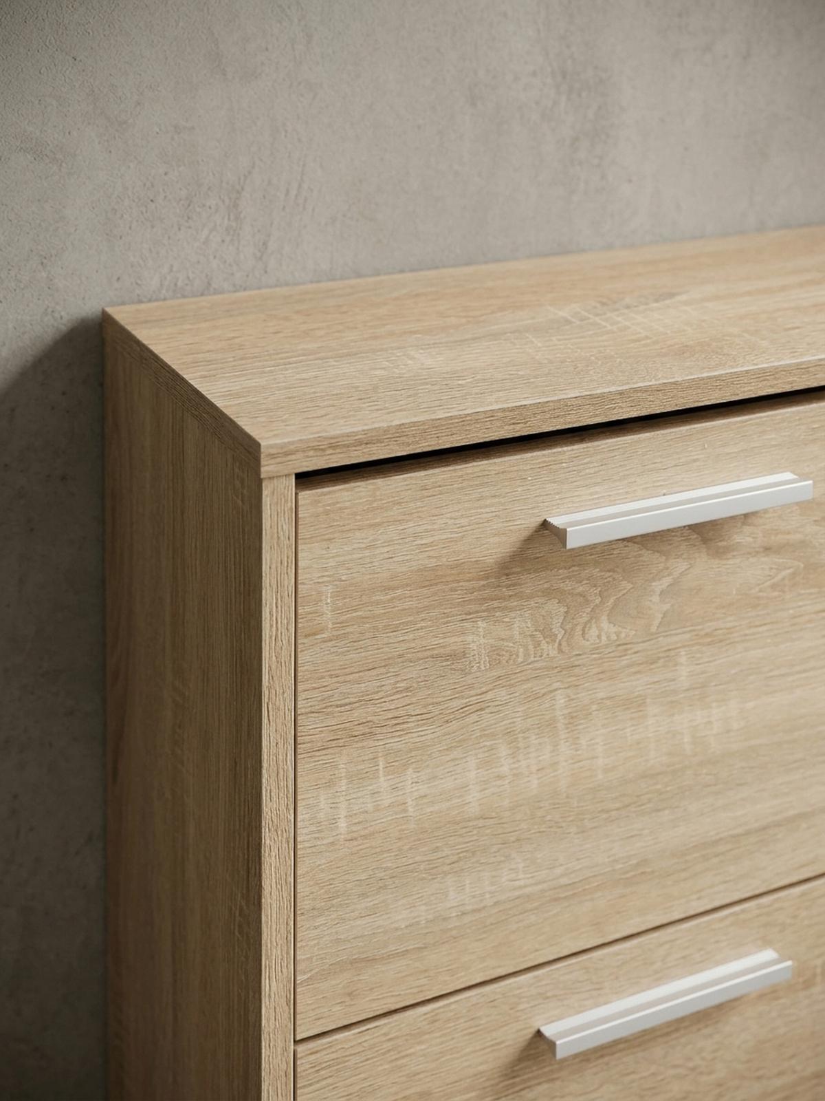 SCHUHSCHRANK Holz mit 4 Klappen und großer Ablage, Beige 120x24x81 cm - Beige, Holz/Metall (120/81/24cm) - KADIMA DESIGN
