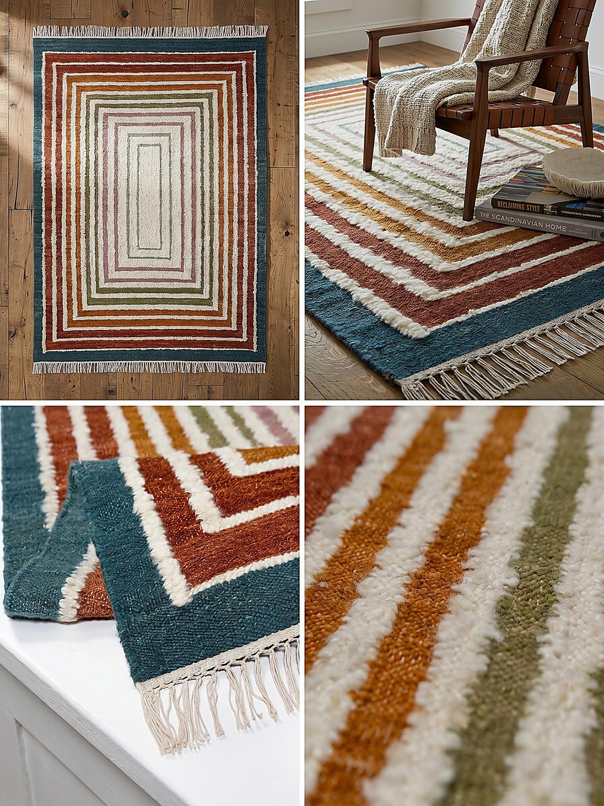WOLLTEPPICH handgewebt FROND, geometrisch, Bunt, 140 x 200 cm - Multicolor, Textil (200/140cm) - KADIMA DESIGN