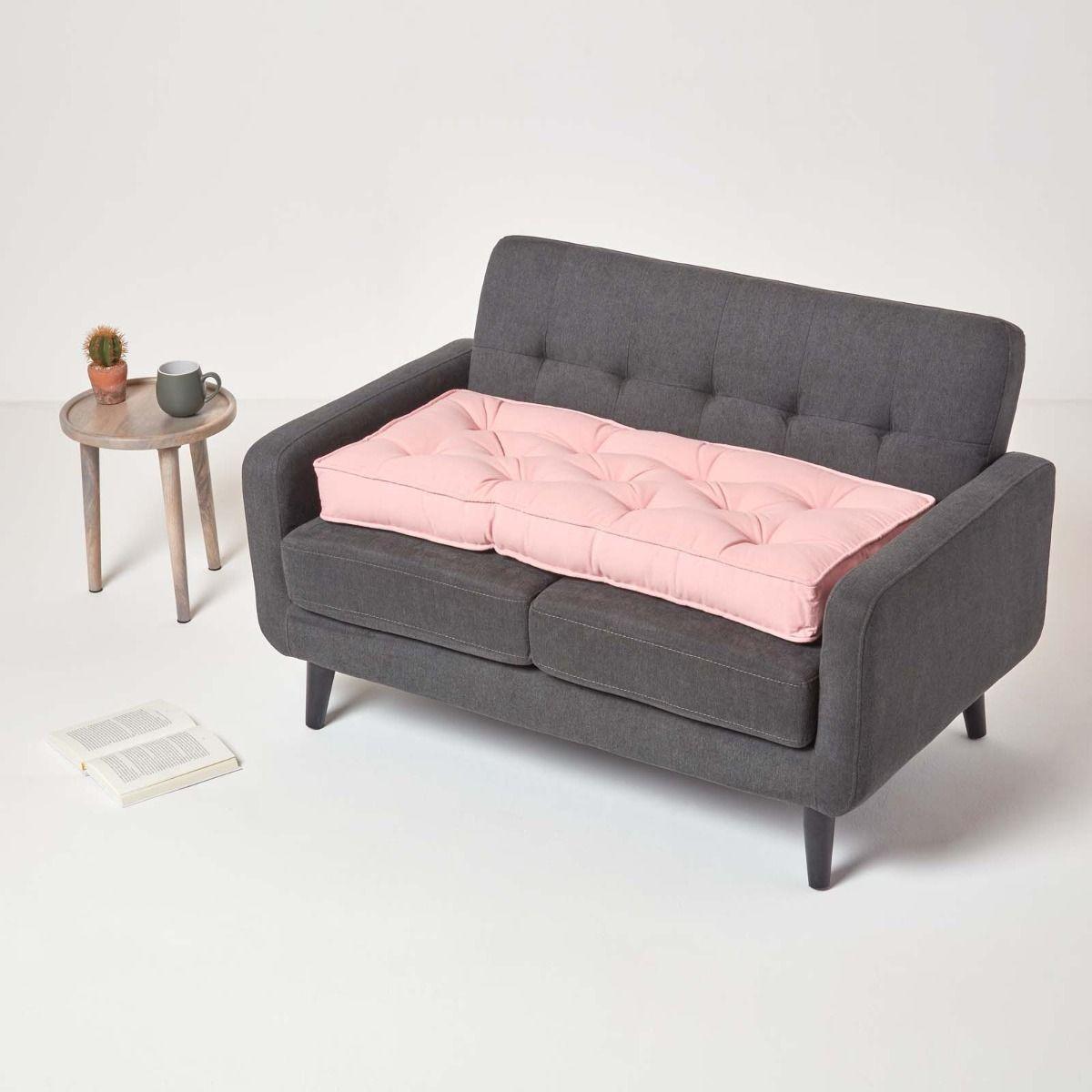 SITZAUFLAGE für Zweisitzer-Sofa 100 x 48 cm – dickes Sitzkissen rosa - Pink, Textil (48/100/10cm) - Homescapes