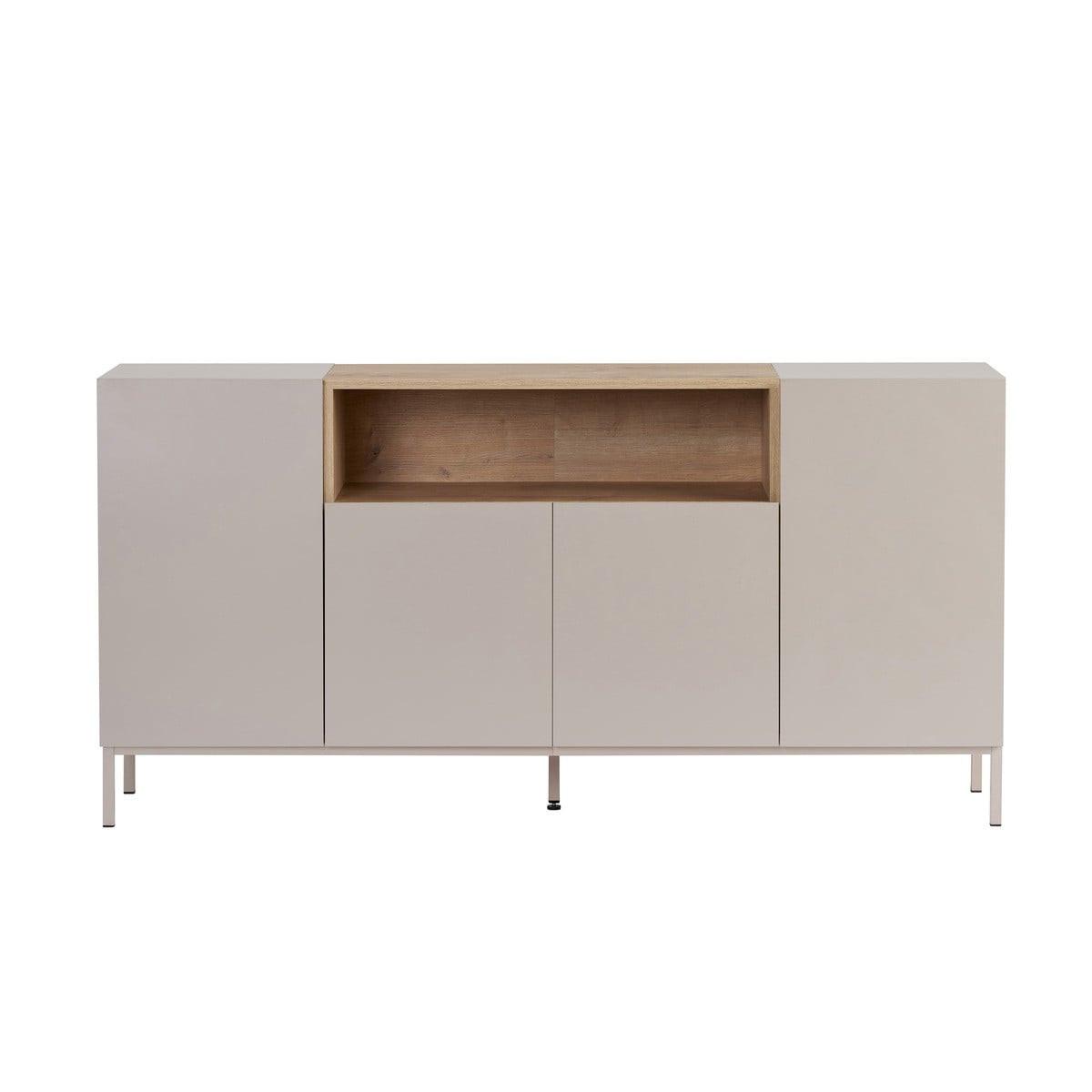 SIDEBOARD mit 4 Türen und 1 Nische, Kaschmir und Holzdekor 40/80/160 cm - Beige, Holzwerkstoff (40/80/41.5cm) - Calicosy