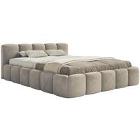 POLSTERBETT Cloudy Low Graubeige Samt, 120x200 cm - Taupe/Schwarz, Kunststoff/Textil (120/200cm) - Selsey