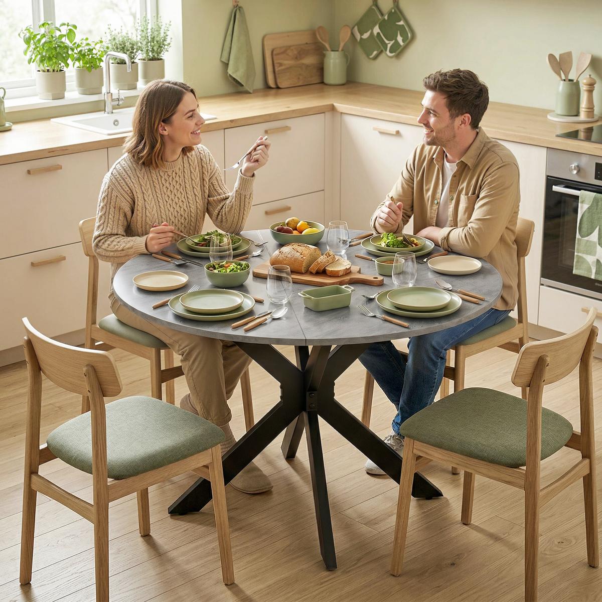 KLAPPBARER-ESSTISCH MDF Stahl Grau - Grau, Holzwerkstoff (110/110/76cm) - HOMCOM