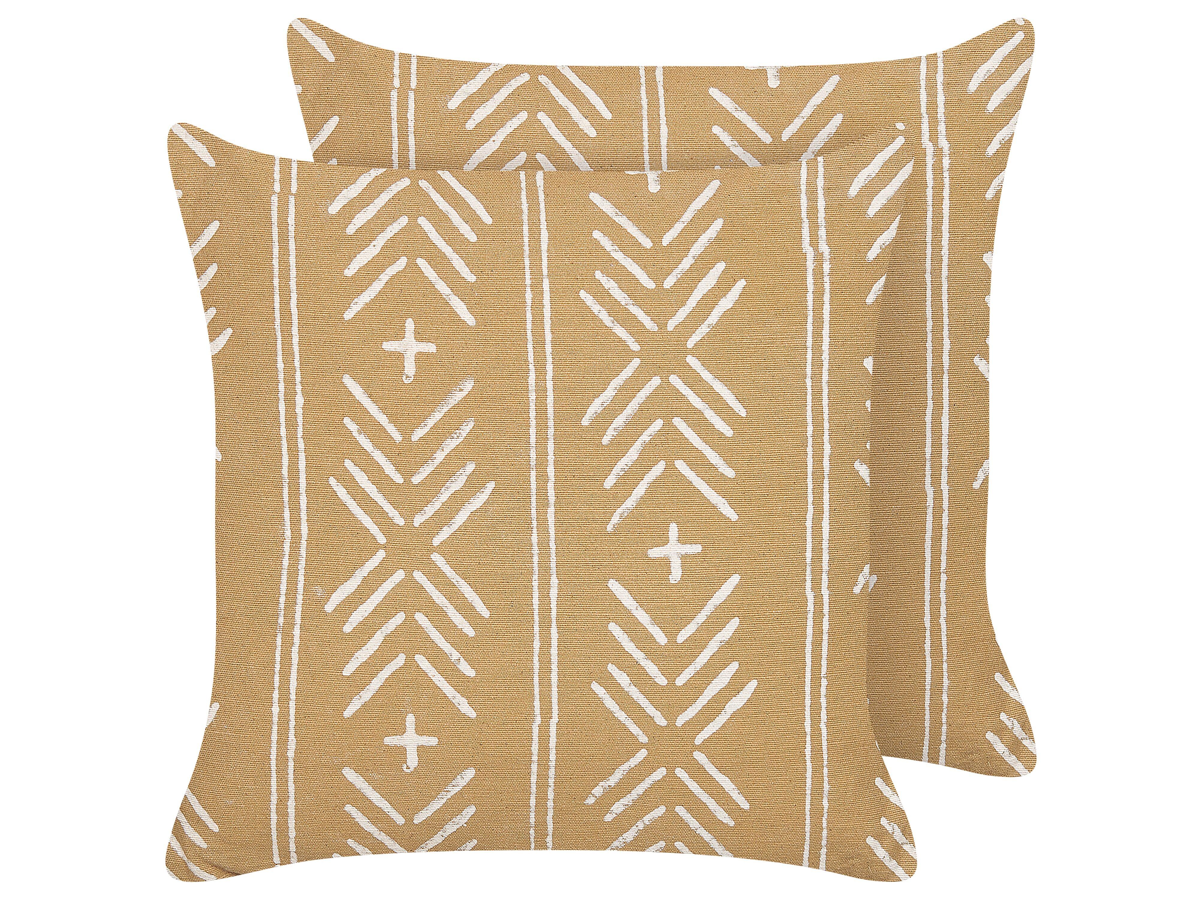 DEKOKISSEN 2er-Set Sandbeige 45/45 cm Banyan - Beige, Naturmaterialien/Textil (45/45cm) - Beliani