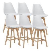 BARSTUHL Lublin 6er-Set - Weiß, Leder (48/105/58cm) - [en.casa]