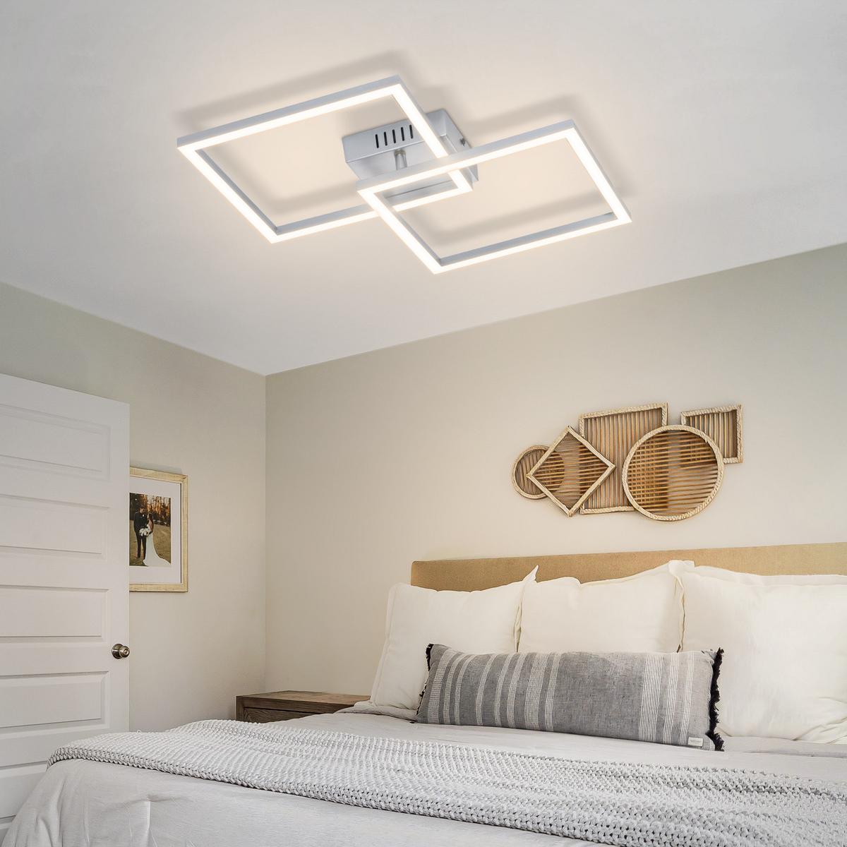 LED DECKENLEUCHTE Celwynne 39.5/39.5/6.7 cm - Silberfarben, Kunststoff (39.5/39.5/6.7cm) - ZMH