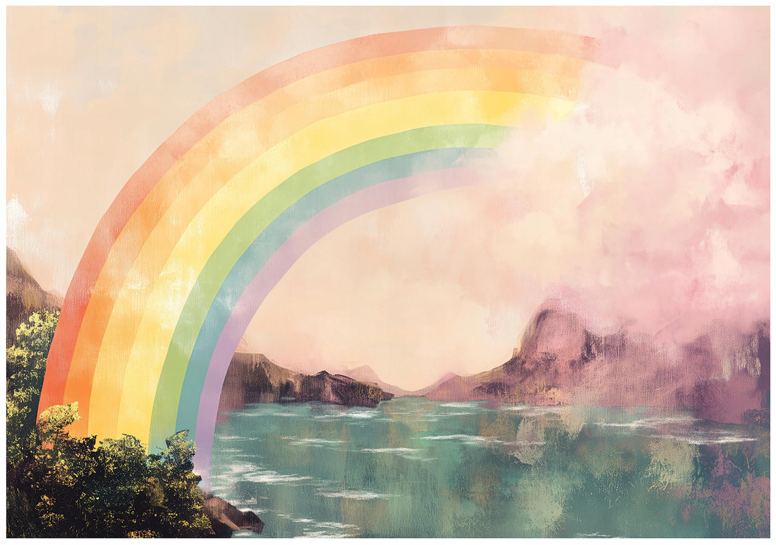 FOTOTAPETE Kinderzimmer Mädchen Regenbogen Vlies Tapete 150x105 - Multicolor, Papier (150/105cm) - Wallarena