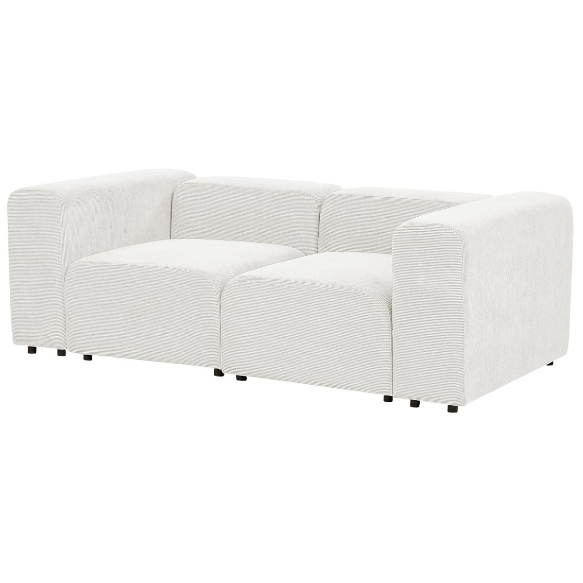 2-SITZER-SOFA Cord cremeweiß Falsterbo - Weiß, Textil (204/70/105cm) - Beliani