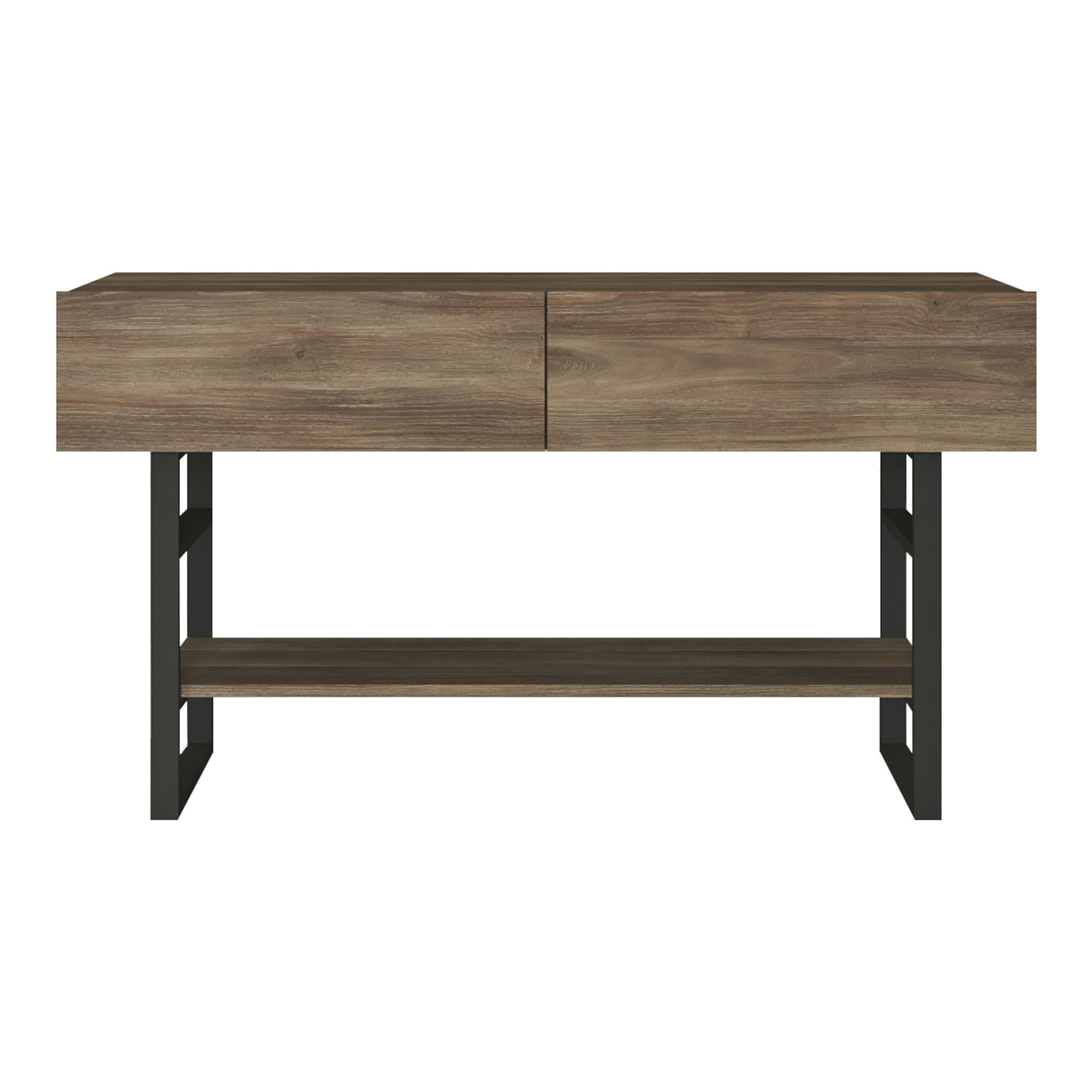 KONSOLENTISCH Lappeenranta - Dunkelbraun/Schwarz, Holzwerkstoff/Metall (43/139/76cm) - [en.casa]