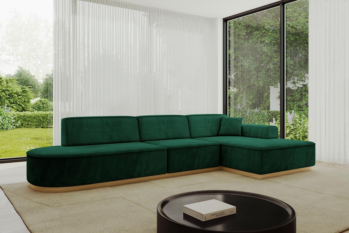 ECKSOFA Ottomane Rechts IREA-L2-v2 - 327x165x80 cm Grün - Dunkelgrün, Holzwerkstoff/Textil (327/165cm) - ALTDECOR
