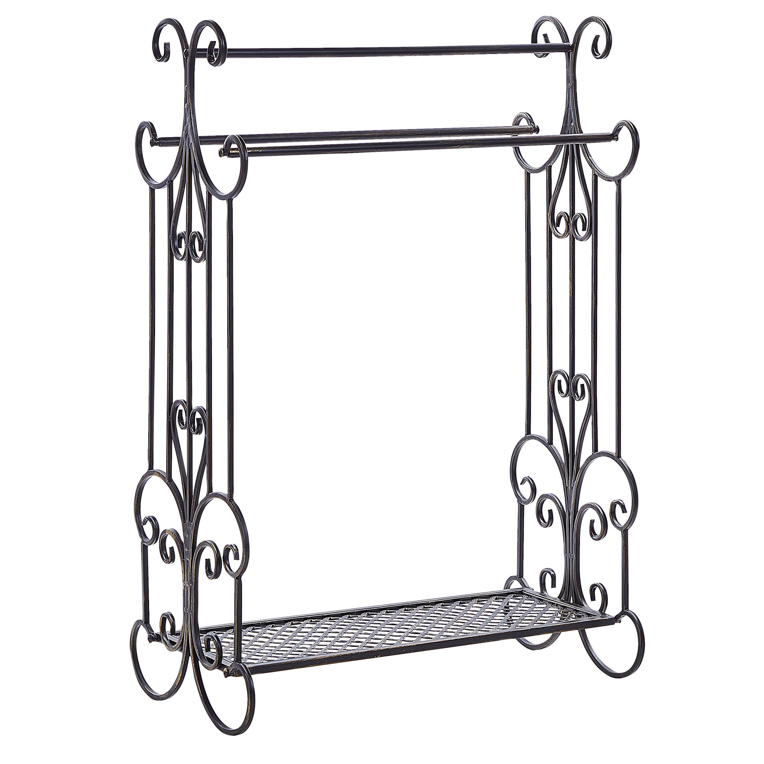 HANDTUCHSTÄNDER Antik Optik schwarz 60 x 90 cm Gladis - Schwarz, Metall (60/90/35cm) - Beliani