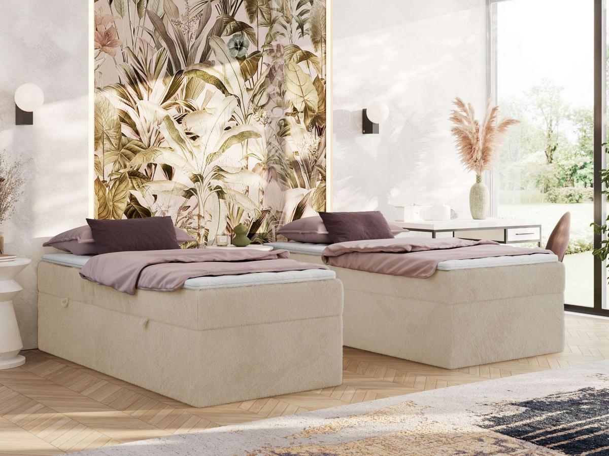 BOXBETT ZERO 90/200 - Creme Plüsch - H3 - Topper T25 - Creme, Textil (90/200cm) - MKS