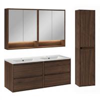 BADMÖBEL 121cm 2er-Set Dunkles Holz - Braun, Holzwerkstoff (121/52/46cm) - Petits-meubles