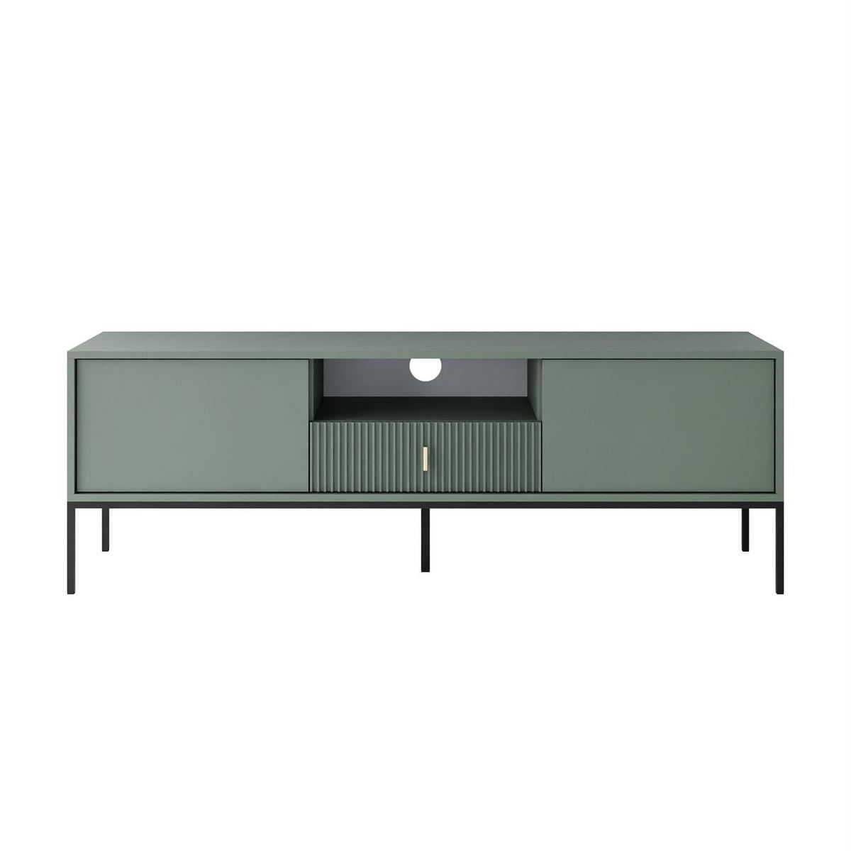 TV-ELEMENT MIDNIGHT mit Schubladen auf Gestell grün - Schwarz/Grün, Holzwerkstoff (154.5/52.5/39cm) - Lookway
