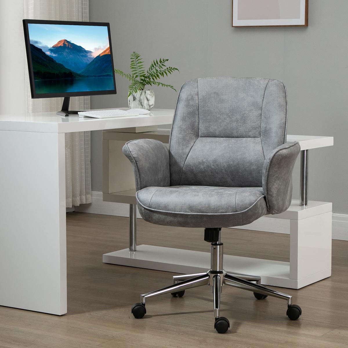 BÜROSTUHL Schreibtischstuhl drehbar verstellbar Mikrofaser Schaumstoff Grau - Hellgrau, Kunststoff (70/106/65cm) - Vinsetto