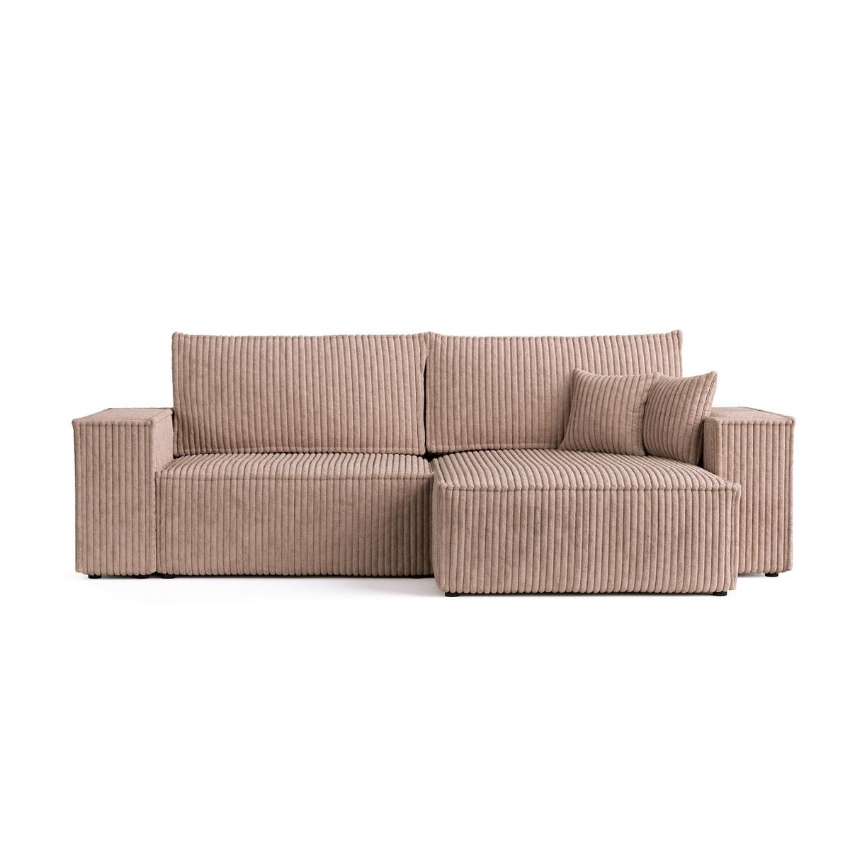 ECKSOFA CAVO mit Schlaffunktion Beige im Tilia Stoff - Beige/Schwarz, Holz/Holzwerkstoff (255/148cm) - AltaBeds