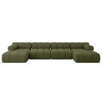 WOHNLANDSCHAFT modulares Sofa Tesso-U2 - 380x160x70 cm Grün Bouclé - Grün, Holzwerkstoff/Textil (380/70/160cm) - ALTDECOR